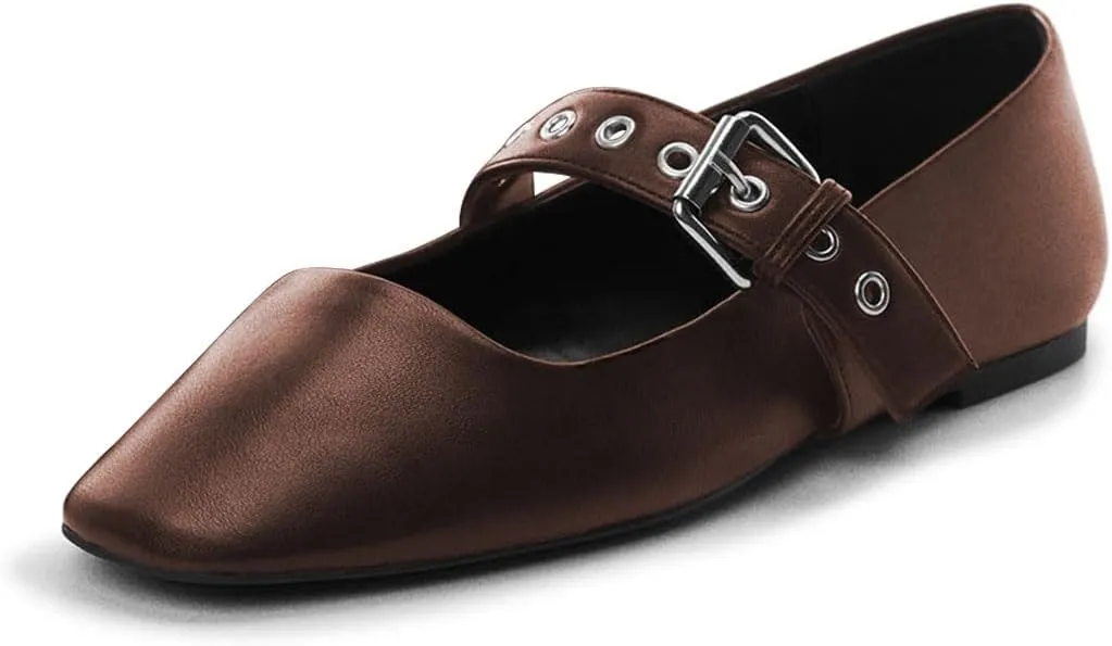 miss left Women Adorable Closed Square Toe Mary Jane Flats Buckle Straps Low Heel Pumps Comfort Ballroom Party Dress Shoes Size 4-16 US