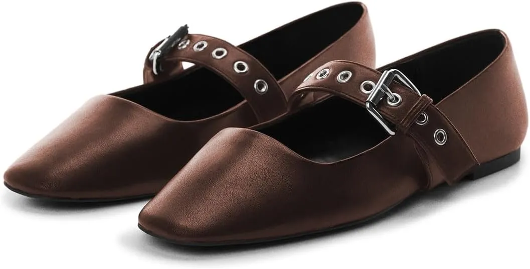 miss left Women Adorable Closed Square Toe Mary Jane Flats Buckle Straps Low Heel Pumps Comfort Ballroom Party Dress Shoes Size 4-16 US