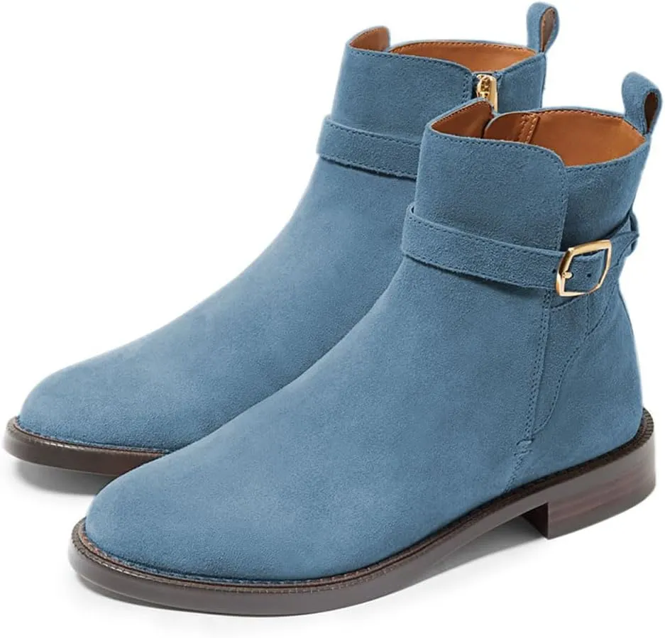 miss left Women Classic Cross Strappy Ankle Boots Closed Round Toe Side Zipper Flat Short Booties Trendy Winter Daily Wear Shoes Size 4-16 US