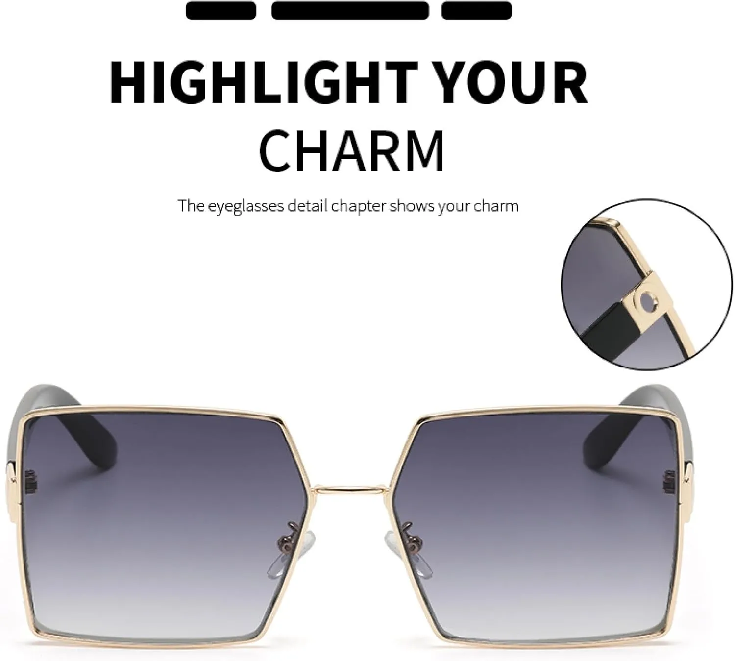 Oversized Sunglasses Women Vintage Metal Men Shades Retro Flat Top Eyeglasses Uv400