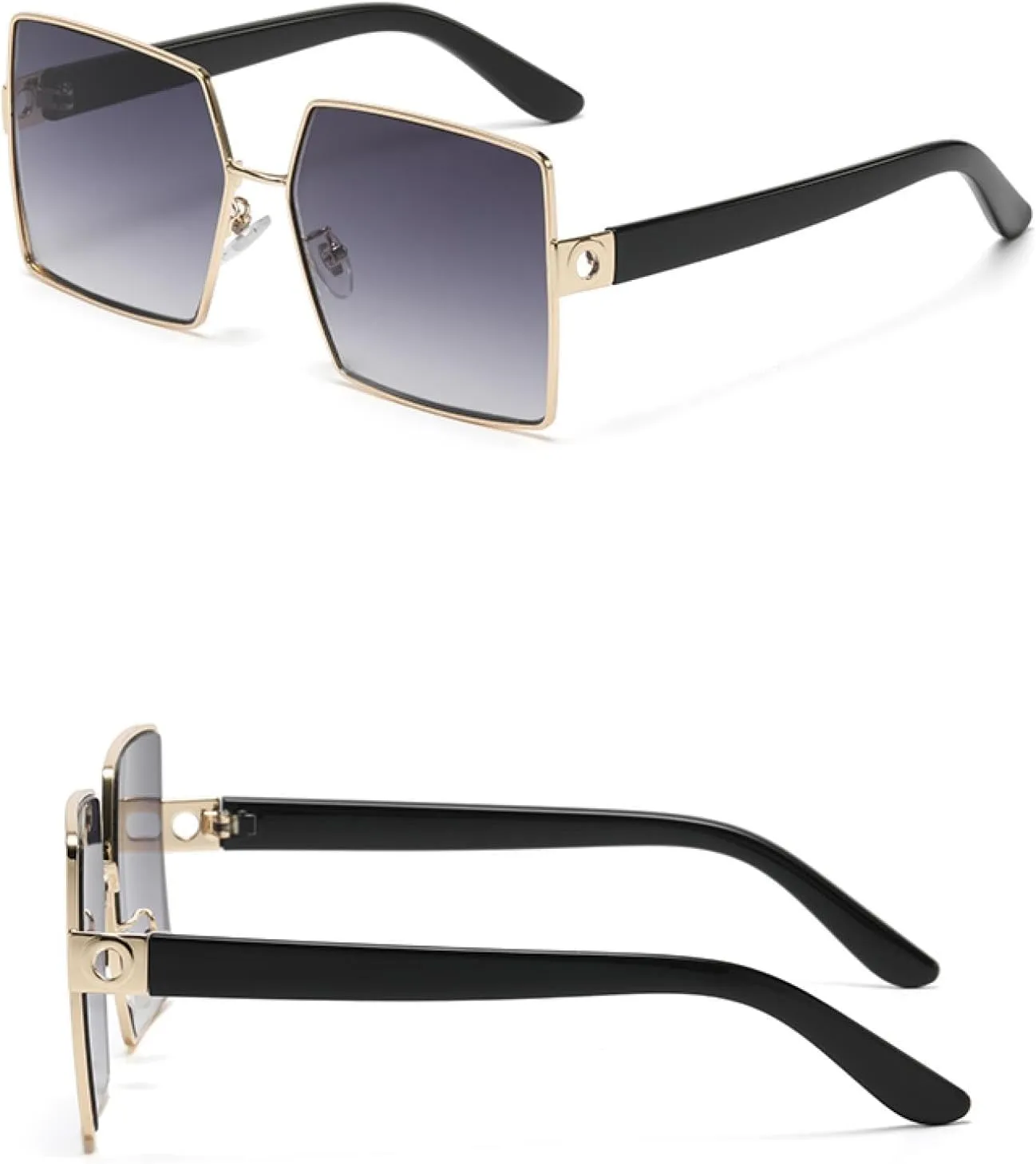 Oversized Sunglasses Women Vintage Metal Men Shades Retro Flat Top Eyeglasses Uv400
