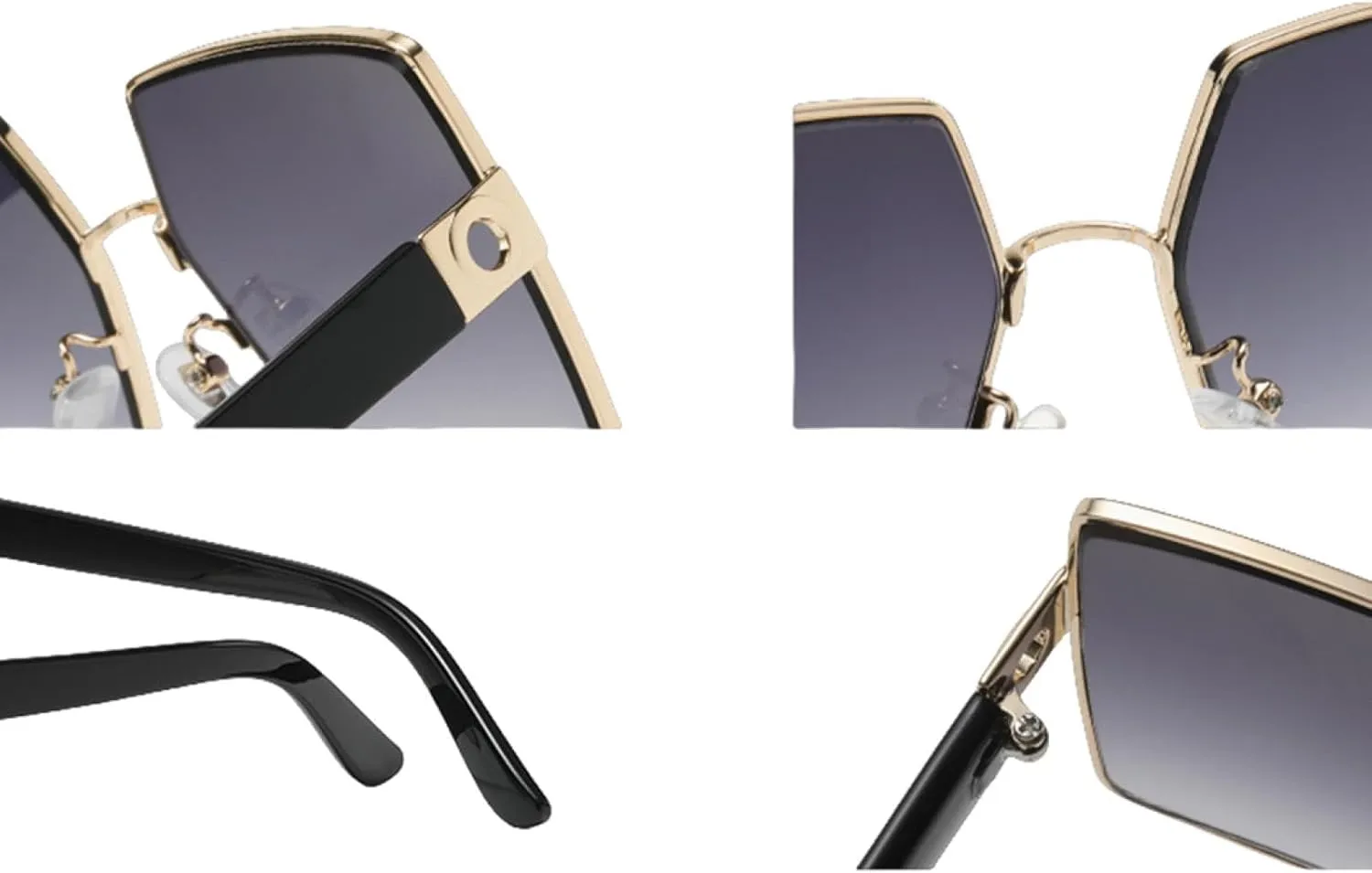 Oversized Sunglasses Women Vintage Metal Men Shades Retro Flat Top Eyeglasses Uv400