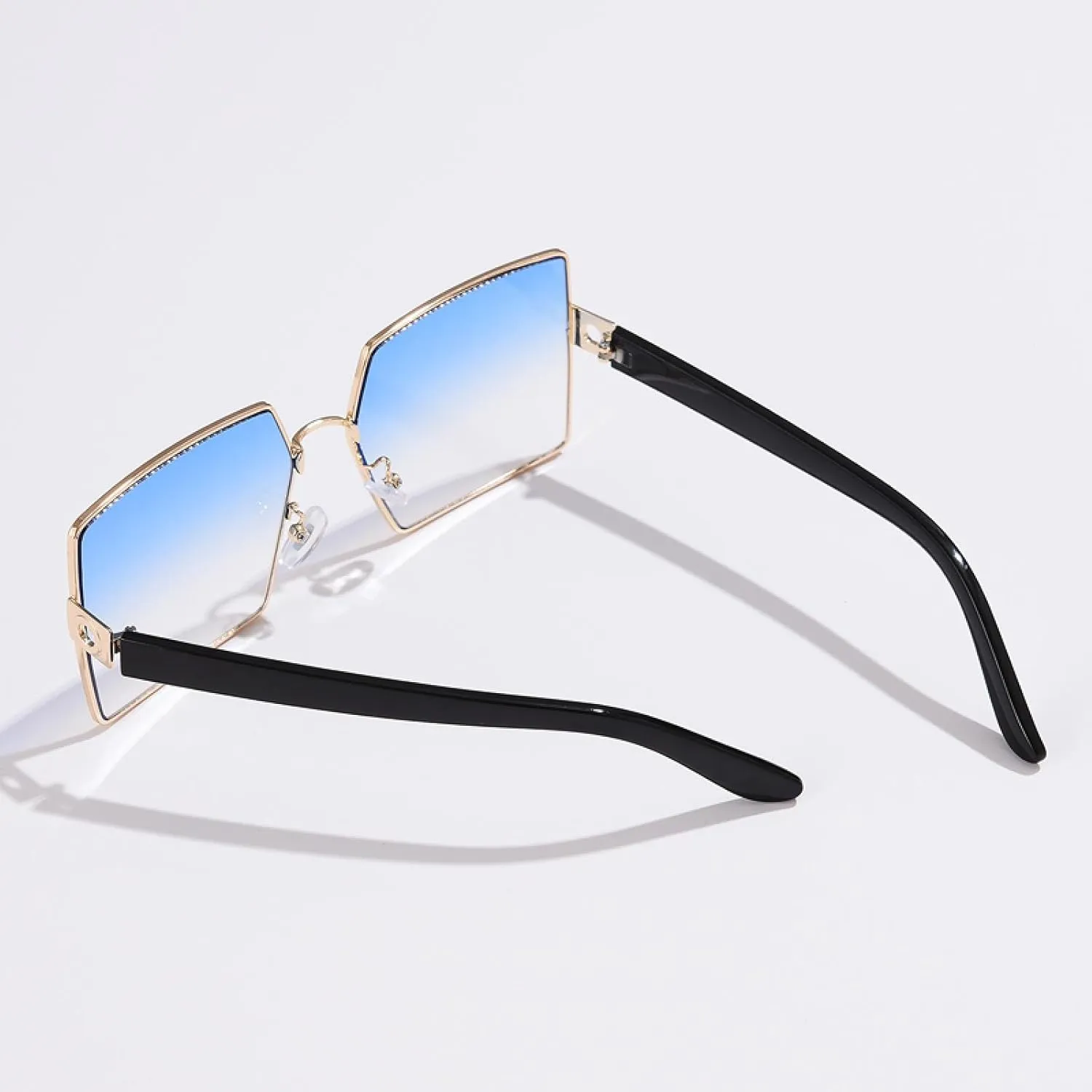 Oversized Sunglasses Women Vintage Metal Men Shades Retro Flat Top Eyeglasses Uv400