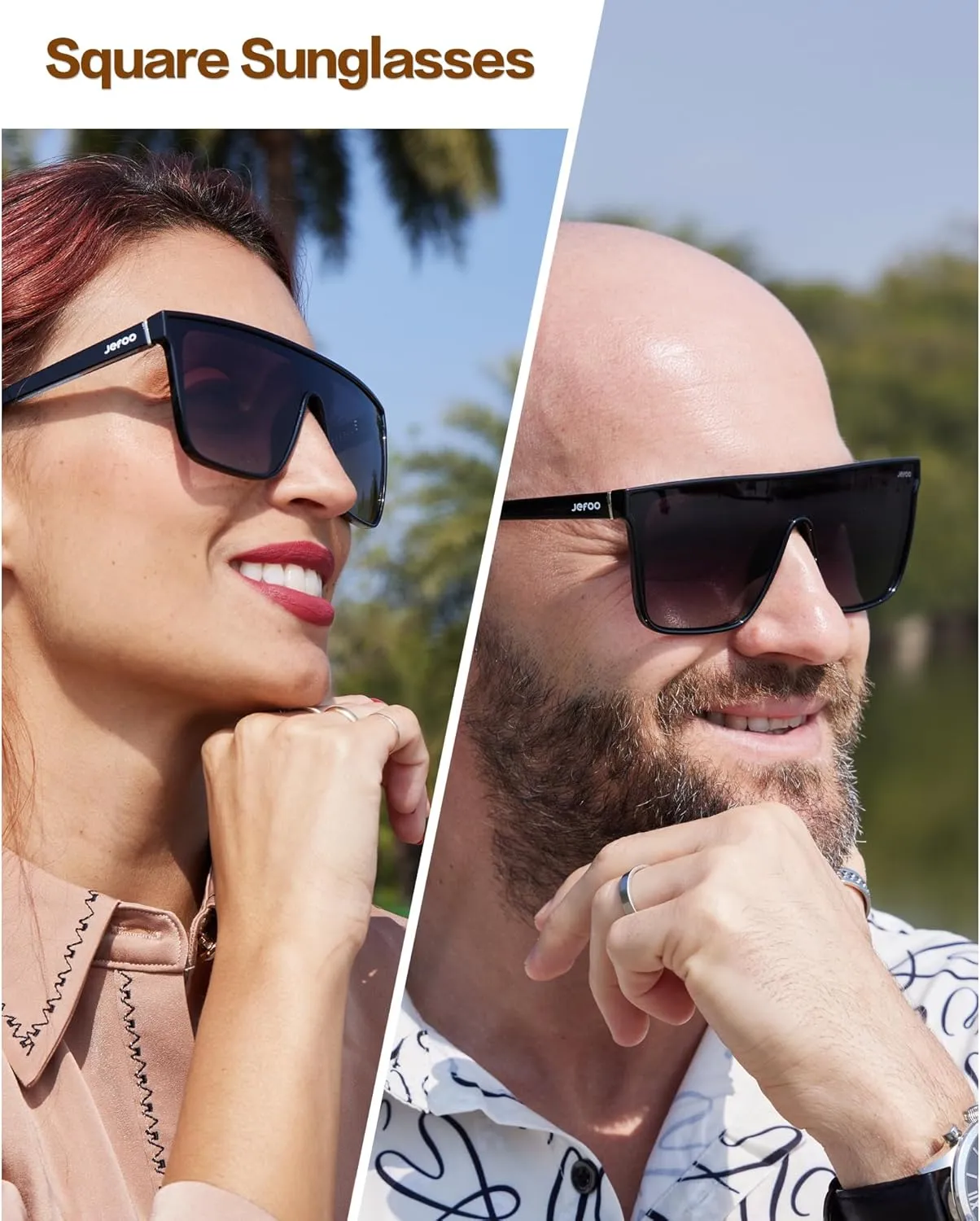 Polarized Square Sunglasses for Women Men Oversized Fashion Siamese Lens Style Flat Top Shield Shades UV Protection