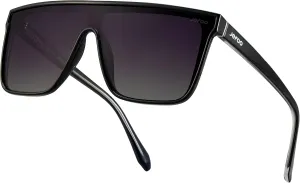 Polarized Square Sunglasses for Women Men Oversized Fashion Siamese Lens Style Flat Top Shield Shades UV Protection