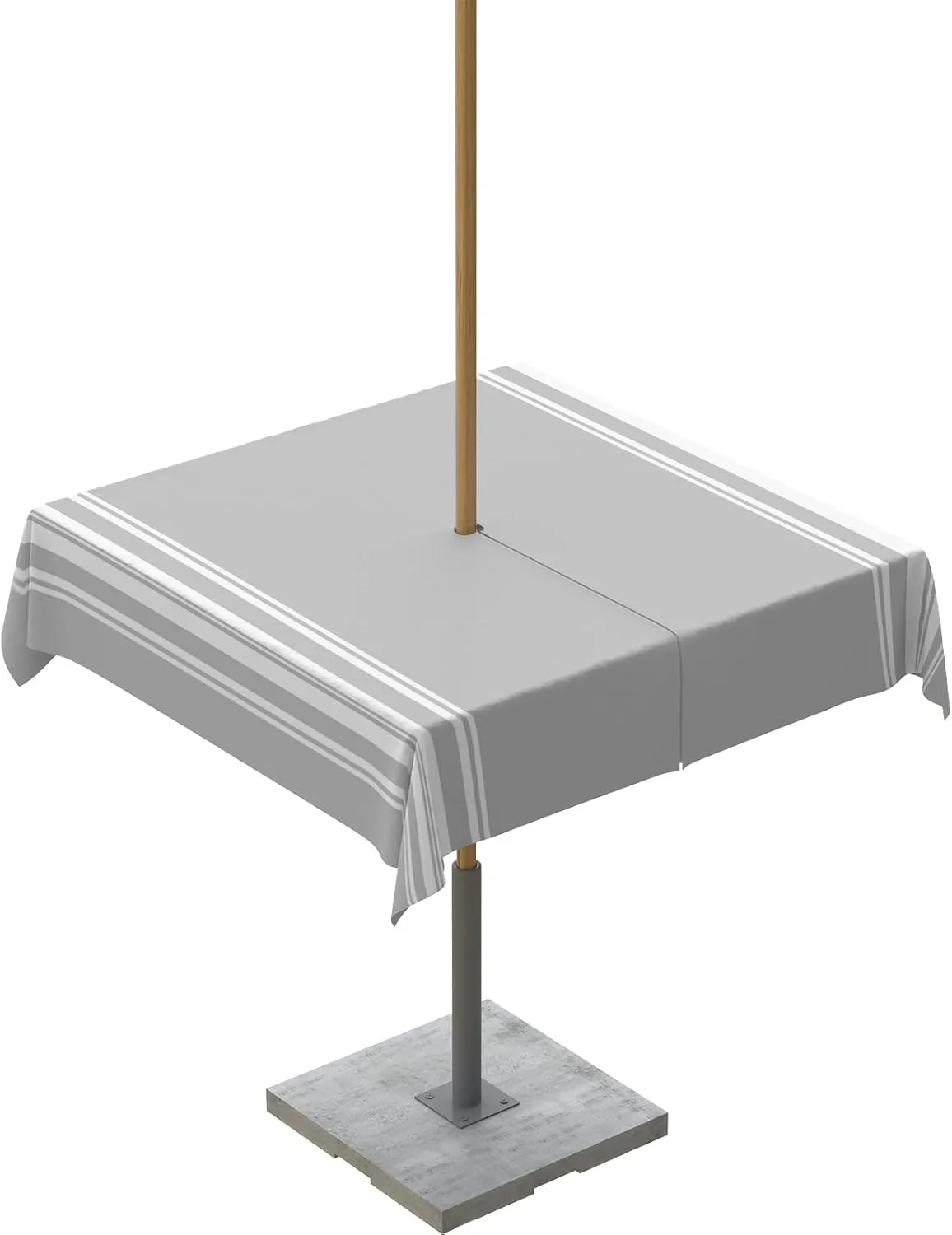 QueenKer Outdoor Tablecloth with Umbrella Hole, Farmhouse Gray White Stripe Square Tables Waterproof Tabletop Collection for Patio, Garden, Picnic, Camping, Dining 54 x 54 inch