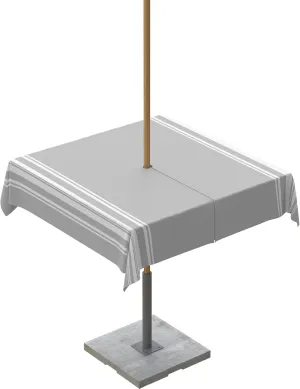 QueenKer Outdoor Tablecloth with Umbrella Hole, Farmhouse Gray White Stripe Square Tables Waterproof Tabletop Collection for Patio, Garden, Picnic, Camping, Dining 54 x 54 inch