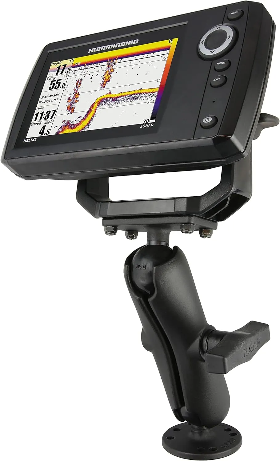 Ram Mounts Drill-Down Double Ball Mount for Humminbird Helix 5 RAM-202-153-202U with Medium Arm