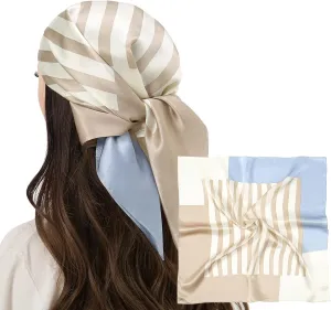 RIIQIICHY 100% Silk Scarf Head Scarf for Women Hair Scarf for Sleeping Hair Wrapping at Night Square Neck Scarves