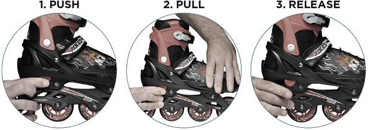 ROCES Boys' Jokey 3.0 Outdoor Adjustable Size Comfort 4-Wheel Children Racing Inline Skates with Micrometric Buckle, Polypropylene Shell & Frame