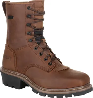 ROCKY Square Toe Logger Waterproof Work Boot, Dark Brown, Size 12(M)