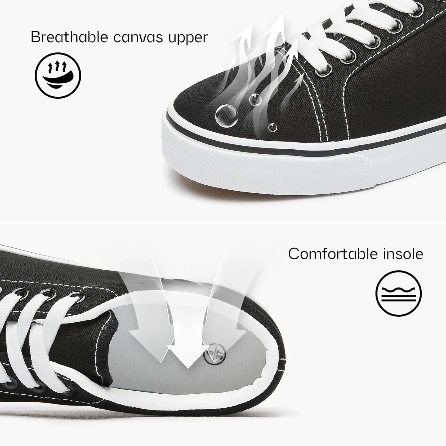 Shupua Women's Canvas Sneakers - White, Casual, Classic, Spring/Summer, Solid, Flat Heel, Athletic Shoes, Skateboarding, Lace-Up, Bow, Rubber Sole, Not Water Resistant, Adult Women's Size