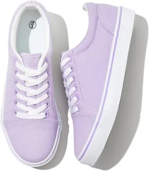 Shupua Women's Canvas Sneakers - White, Casual, Classic, Spring/Summer, Solid, Flat Heel, Athletic Shoes, Skateboarding, Lace-Up, Bow, Rubber Sole, Not Water Resistant, Adult Women's Size