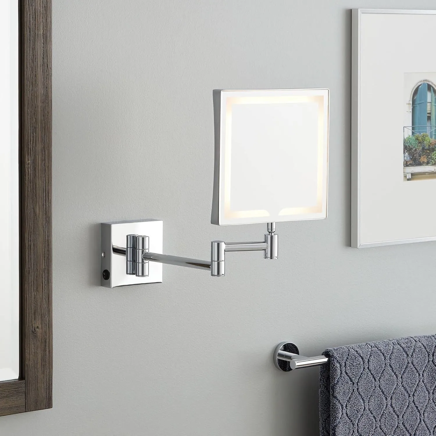 Signature Hardware 481283 Norabel 12-3/4" x 9-1/2" Framed Make Up Mirror - Chrome