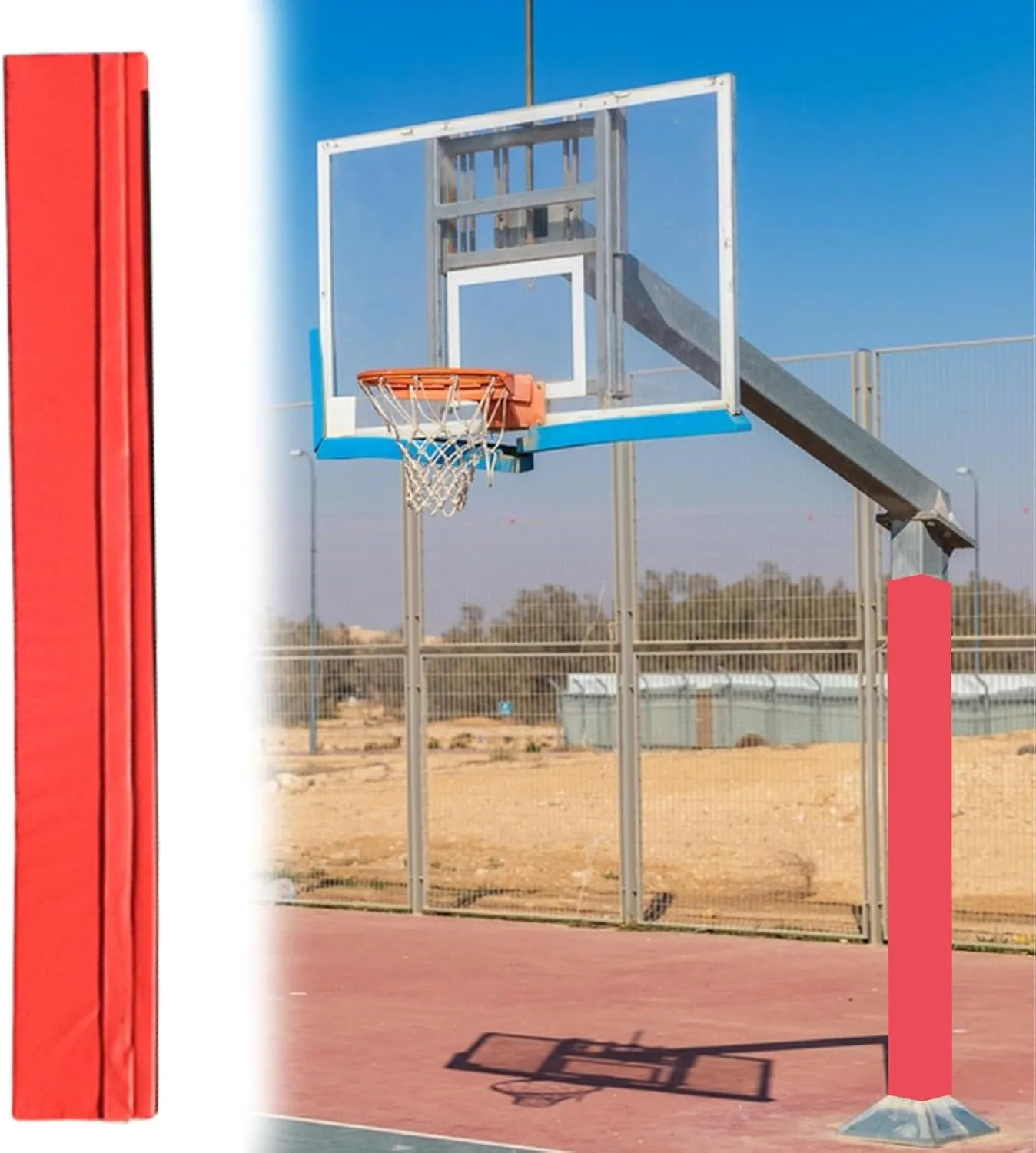 Square Pole Padding Basketball Rod Pads, Heavy Duty Basketball Hoop Padding Cushion for Sunshade/Swing Pole/Electric Bar, Wrap Around Rod Post Padding