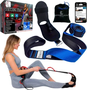 Stretching Strap with loops and attachable foot, leg stretcher, fascia stretcher used for physical therapy, yoga, flex strap, exercise, Plantar Fasciitis, Pain Relief, recovery and increasing mobility