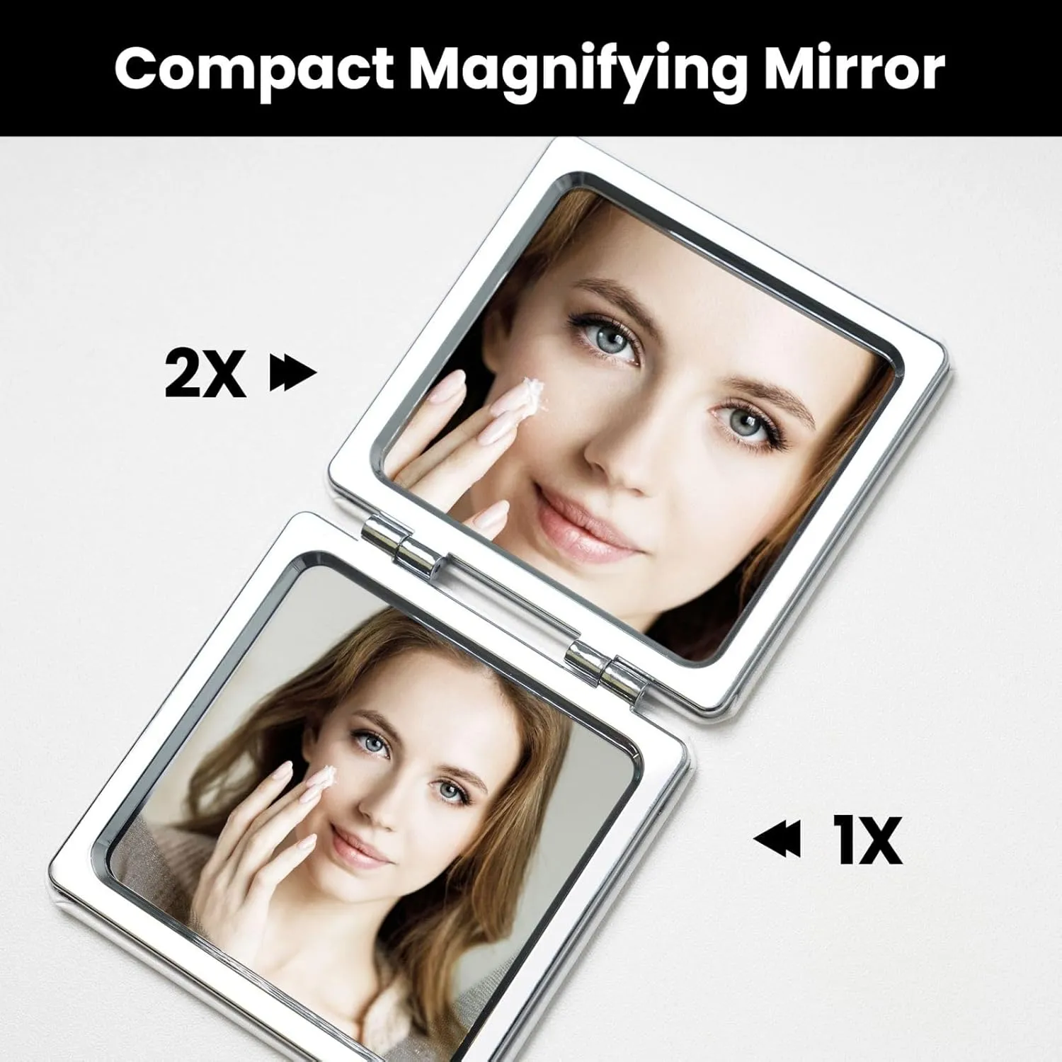 Sunflower Pattern Printed Square Pocket Makeup Mirror with 1X/2X Magnification, Portable Mini Travel Makeup Mirror for Travel Daily Work Beauty