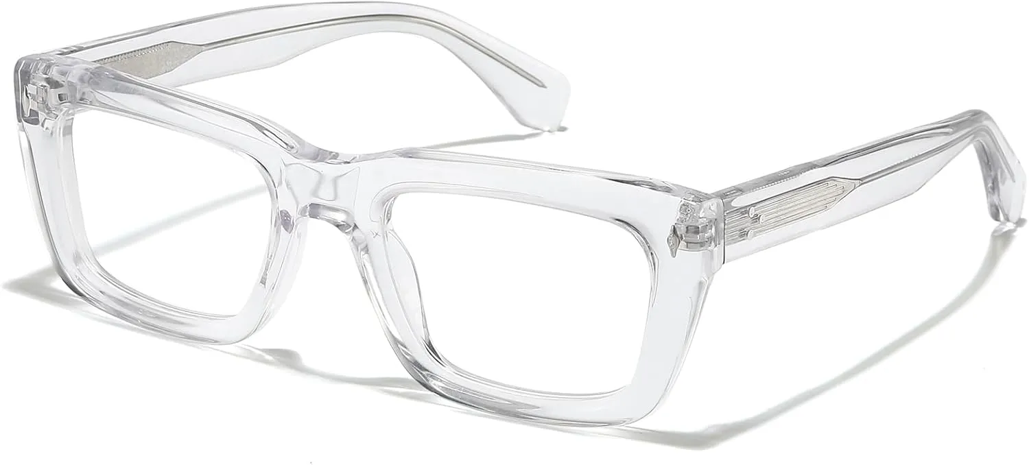 Sutton Retro Rectangle Acetate Thick Glasses Frame Prescription Optical Eyewear for Women Men 53-21-148mm
