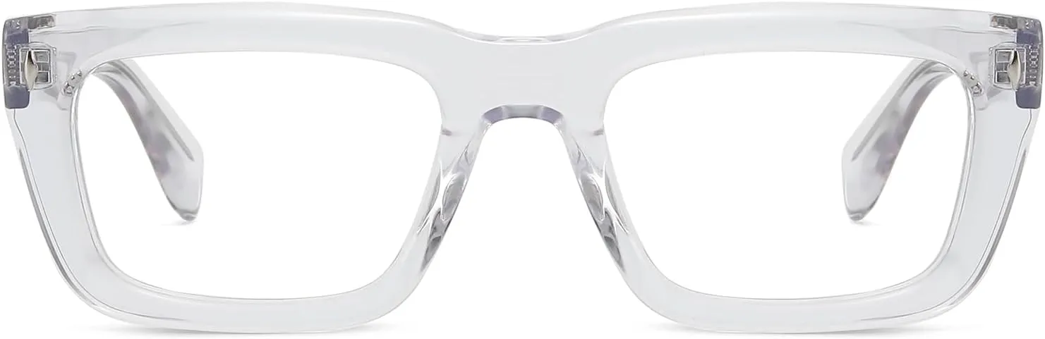 Sutton Retro Rectangle Acetate Thick Glasses Frame Prescription Optical Eyewear for Women Men 53-21-148mm
