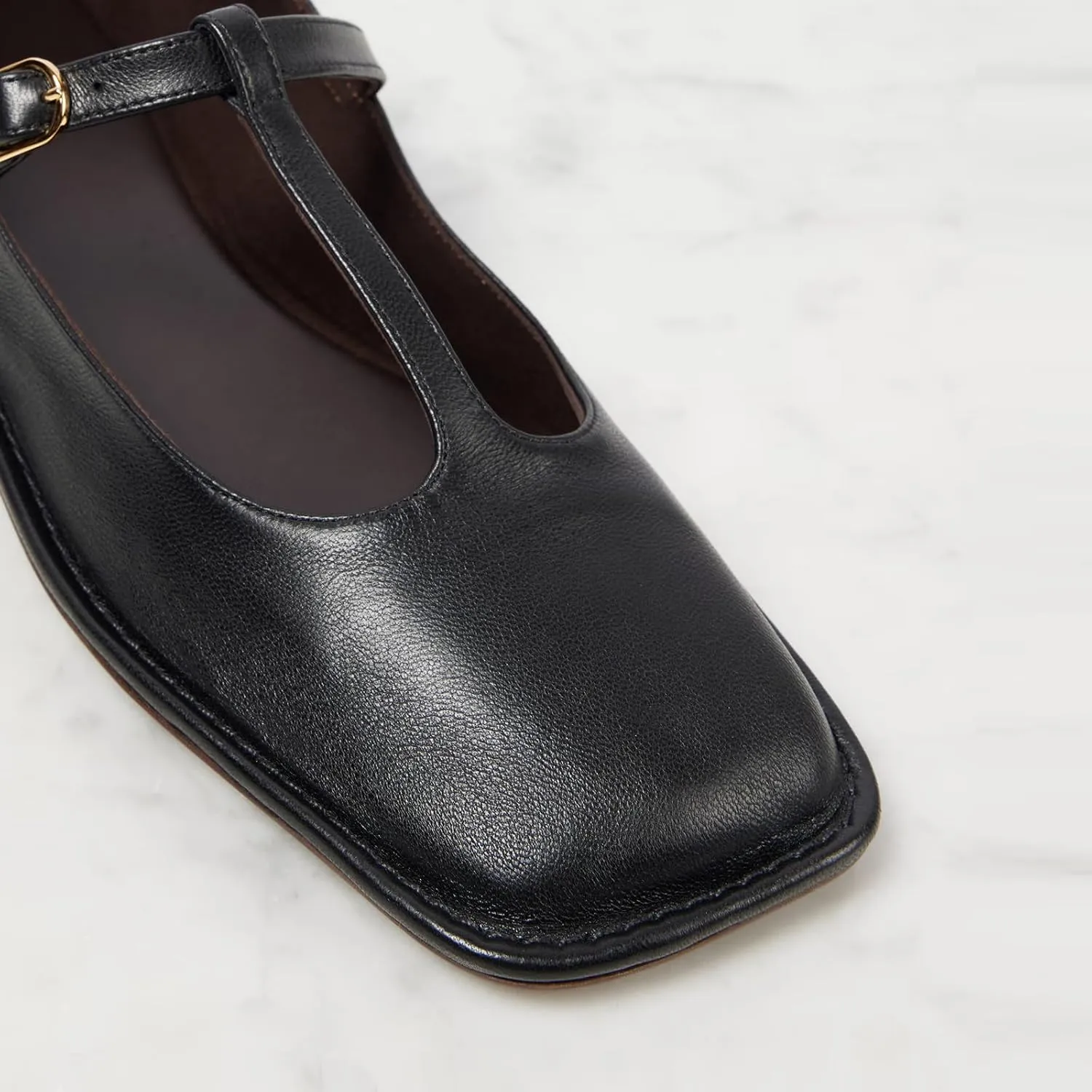 T-Strap Flats for Women Closed Square Toe Mary Jane Ballet Flat Comfortable Dress Shoes