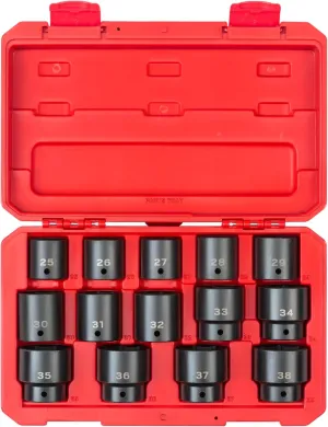 TEKTON 1/2 Inch Drive 6-Point Impact Socket Set with Case, 14-Piece (25-38 mm) | SID92325