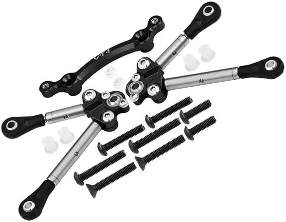 Titanium Front Tie Rods with Stabilizer for C Hub for 1/10 Traxxas Ford GT 4-Tec 2.0 83056-4/4-Tec 3.0 93054-4 - 15Pc Set Black