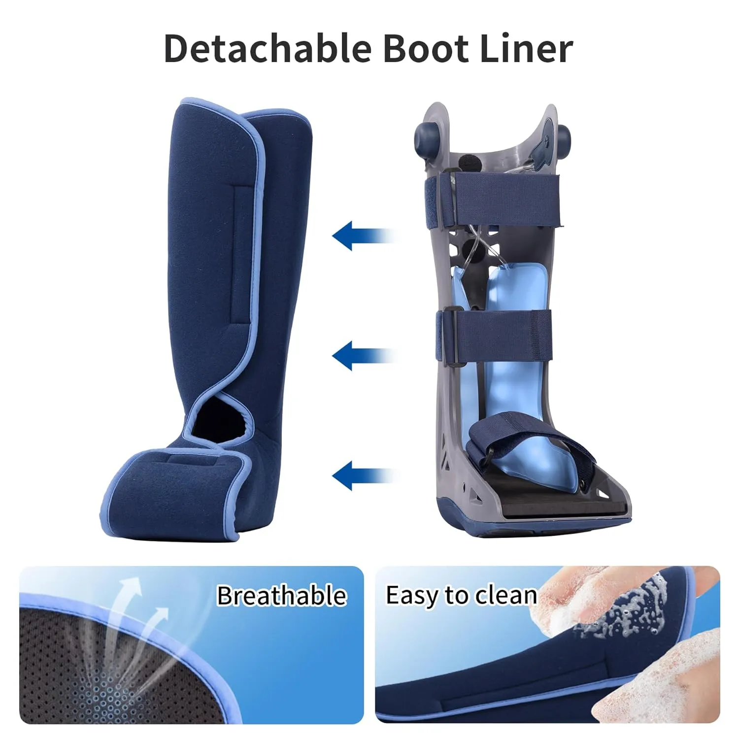 Velpeau Walking Boot for Broken Foot, Dual Independent Inflatable Airbags and Anti-slip Sole Design, Air Cam Walker Fracture Boot for Women and Men, Fits Left and Right Foot (Unisex, Tall Version, S)