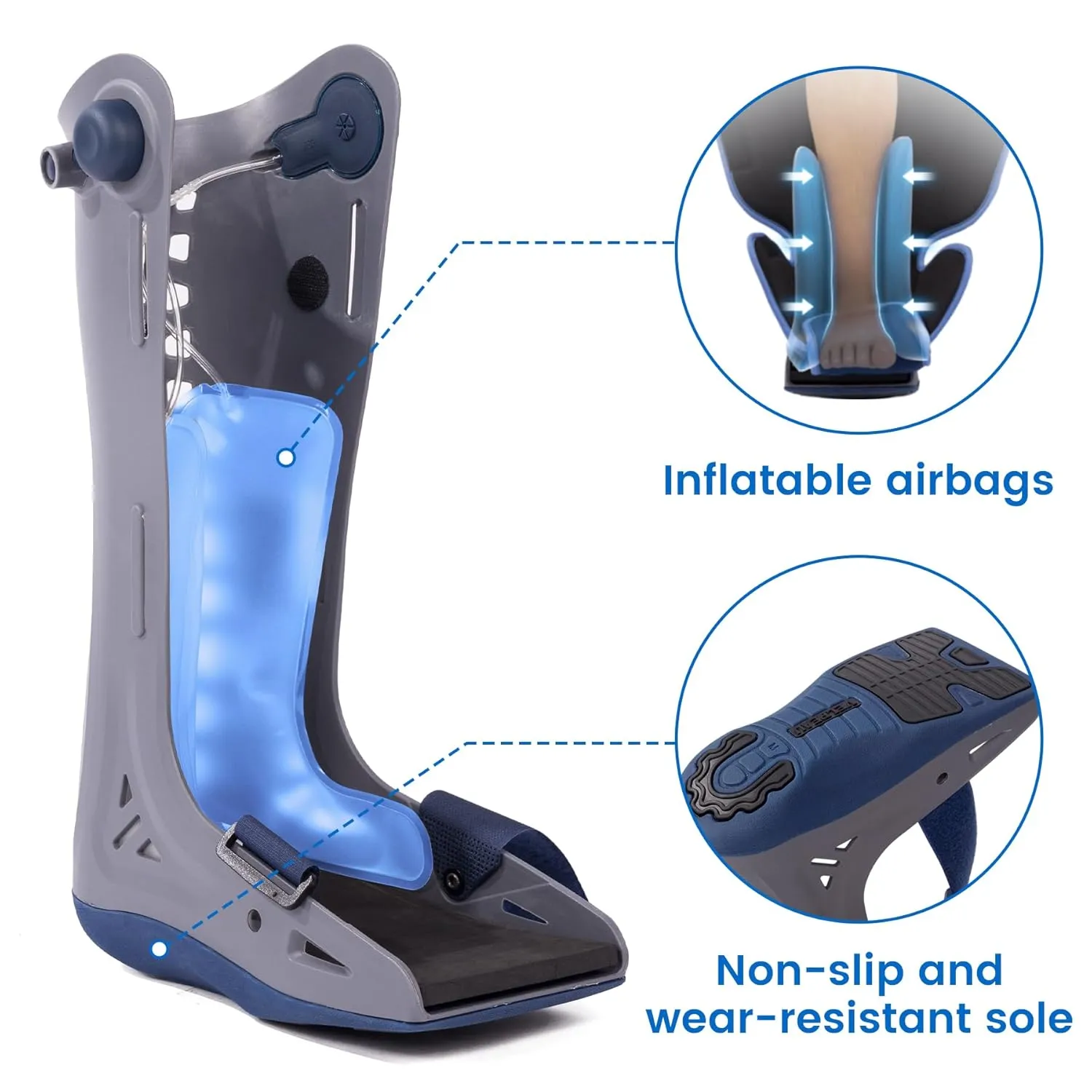 Velpeau Walking Boot for Broken Foot, Dual Independent Inflatable Airbags and Anti-slip Sole Design, Air Cam Walker Fracture Boot for Women and Men, Fits Left and Right Foot (Unisex, Tall Version, S)