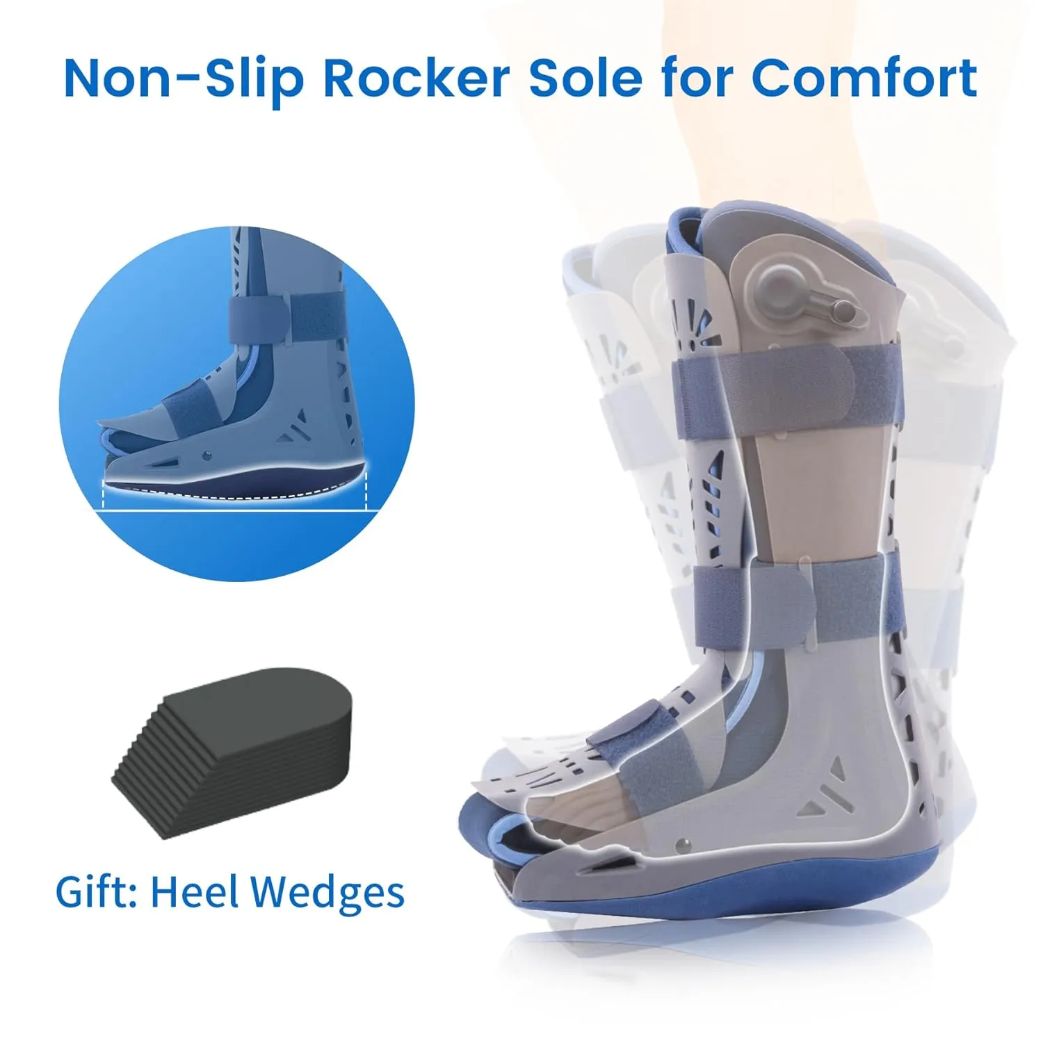 Velpeau Walking Boot for Broken Foot, Dual Independent Inflatable Airbags and Anti-slip Sole Design, Air Cam Walker Fracture Boot for Women and Men, Fits Left and Right Foot (Unisex, Tall Version, S)