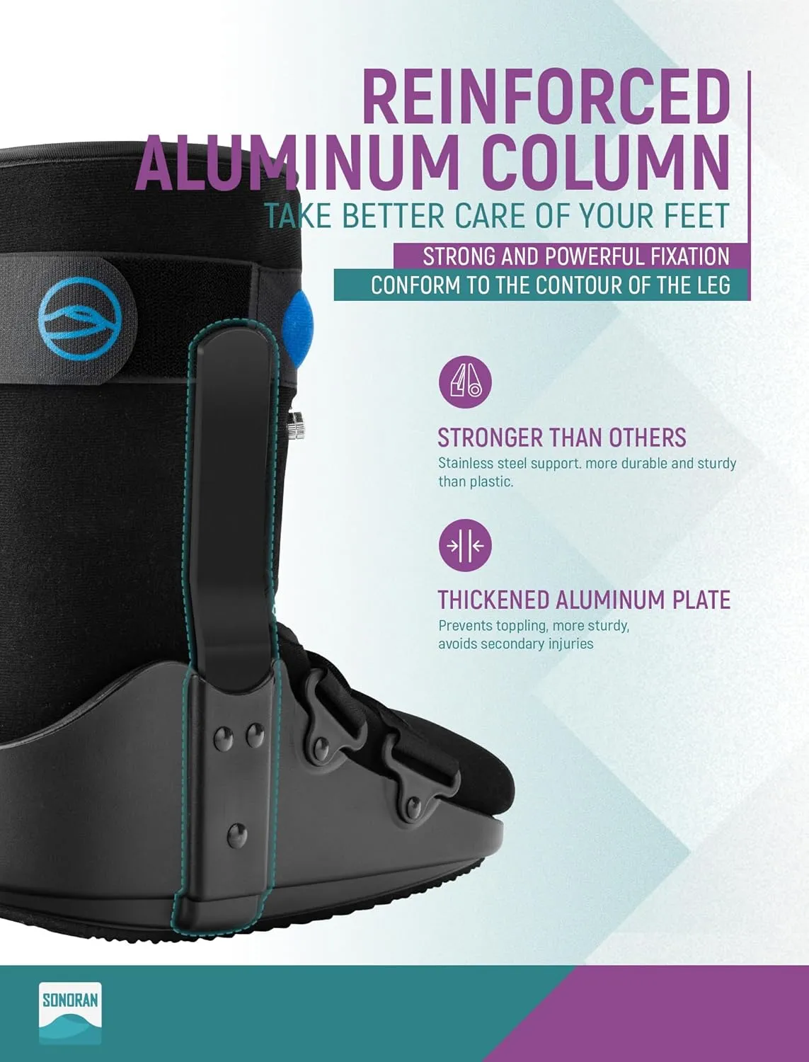 Walking Boot for Broken Foot, Medical Cast Air Cam Walker for Ankle or Foot Sprained Injuries Fracture Boot   Bamboo Viscose Sock Liners (Black, Small)