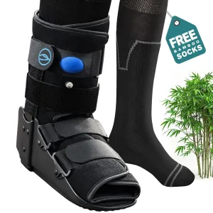 Walking Boot for Broken Foot, Medical Cast Air Cam Walker for Ankle or Foot Sprained Injuries Fracture Boot   Bamboo Viscose Sock Liners (Black, Small)